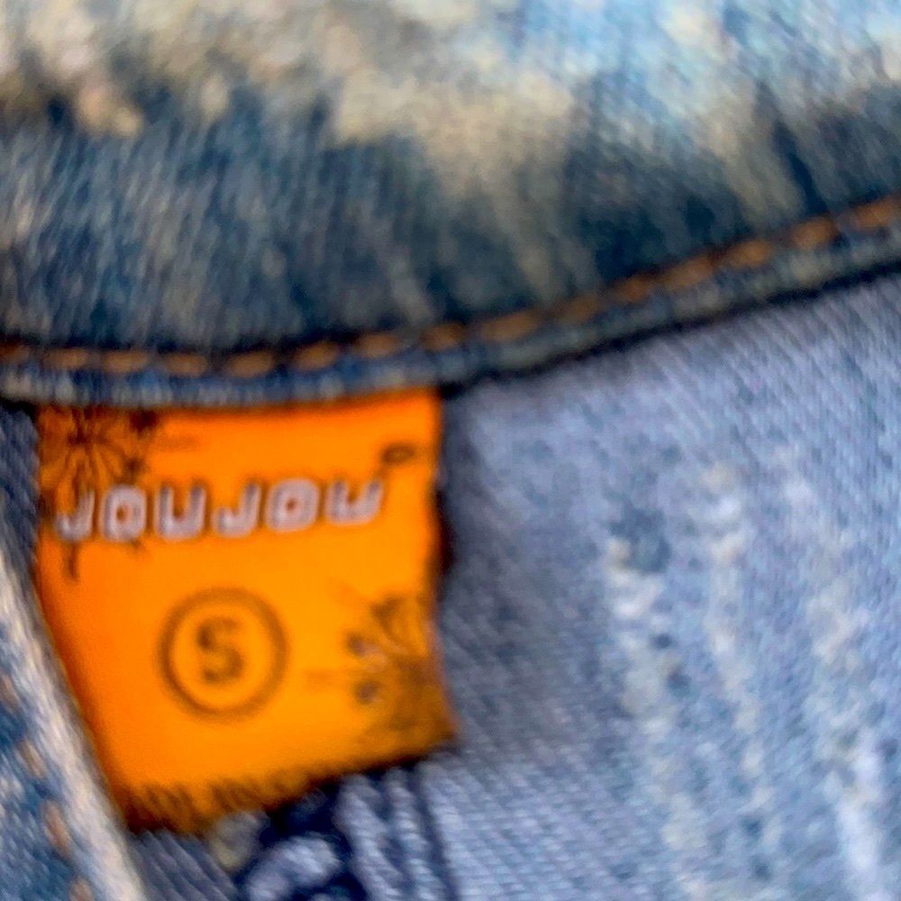 Jou Jou Distressed Blue Jean Cropped Denim Jean Jacket- Small - Picture 7 of 7